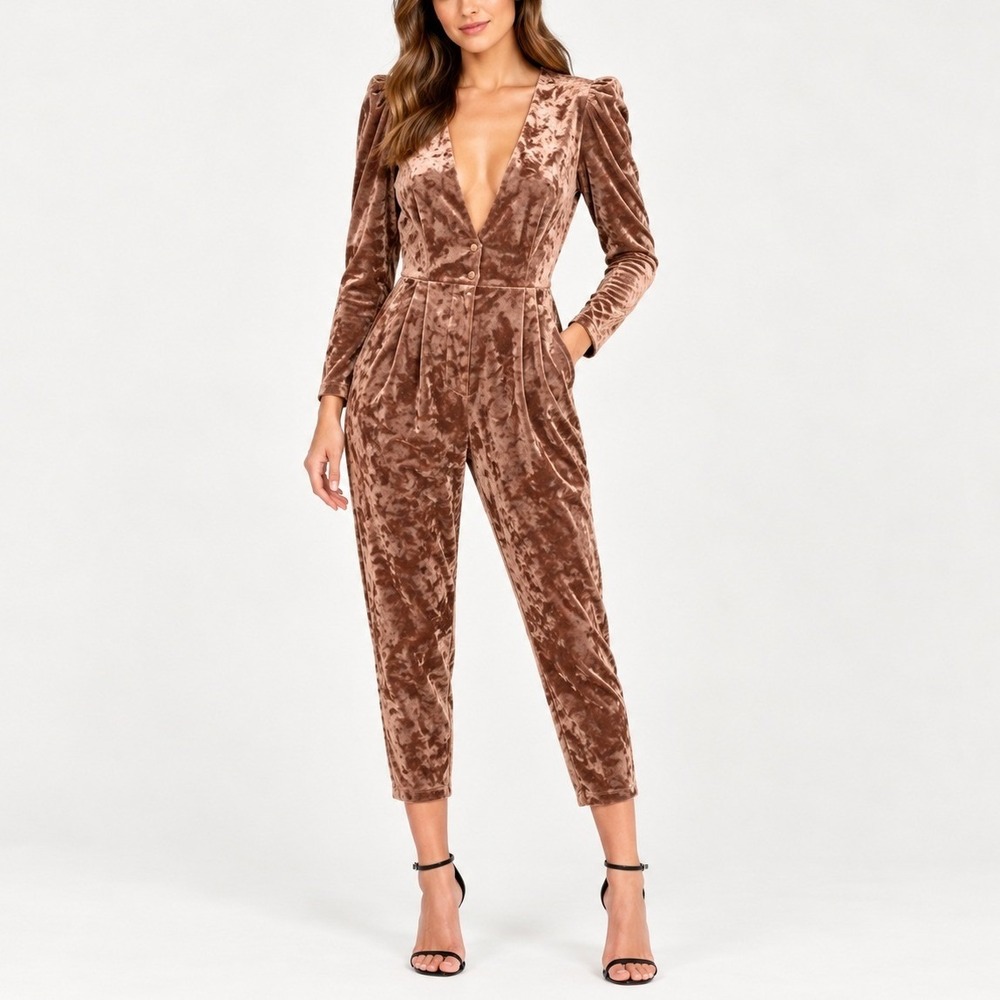 Sabina Musayev Jumpsuit M Crushed Velvet Evening Cocktail